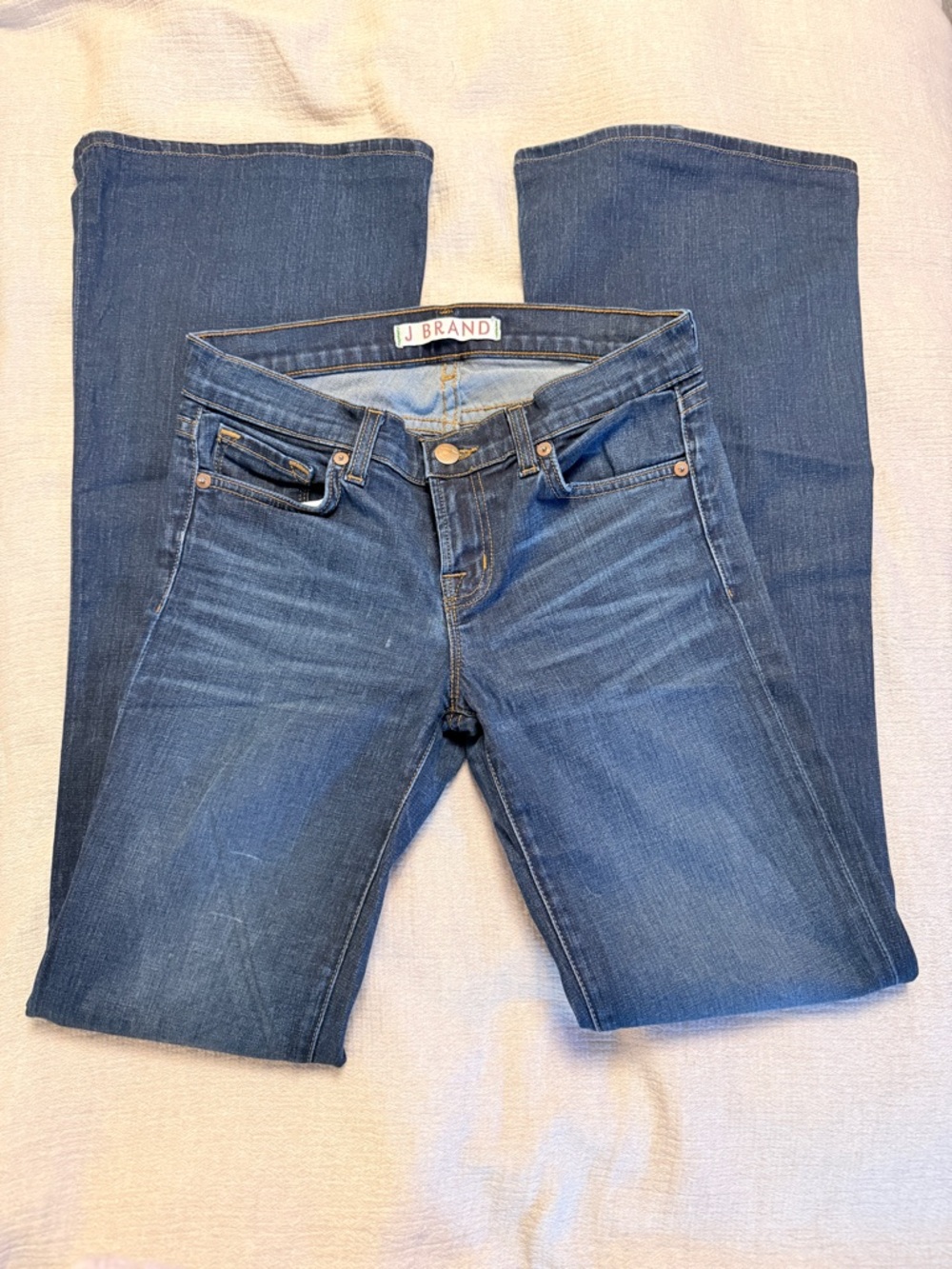J Brand Women's Mid-Rise Dark Blue Bootcut Jeans